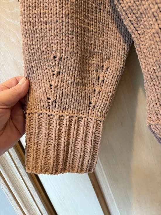 aerie Like Candy Cozy Crewneck Tan Chenille Sweater Size L - Picture 3 of 8